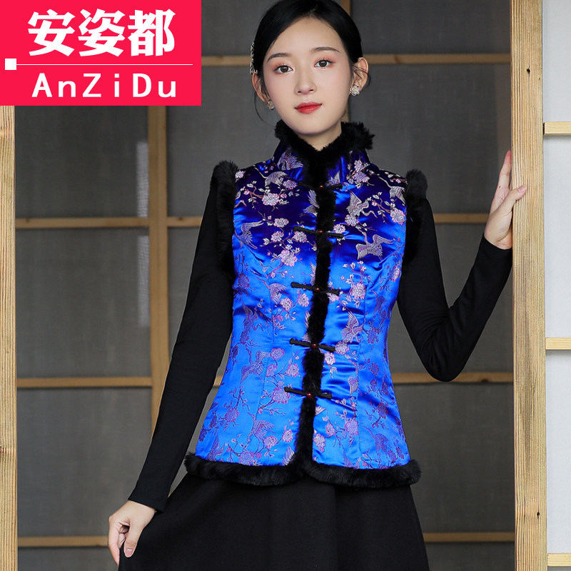 过年旗袍小袄唐装秋冬中国风马甲 安姿都上衣