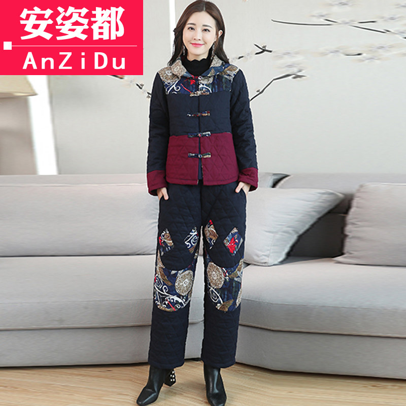 唐装秋冬夹棉棉裤复古棉麻小棉袄 安姿都上衣