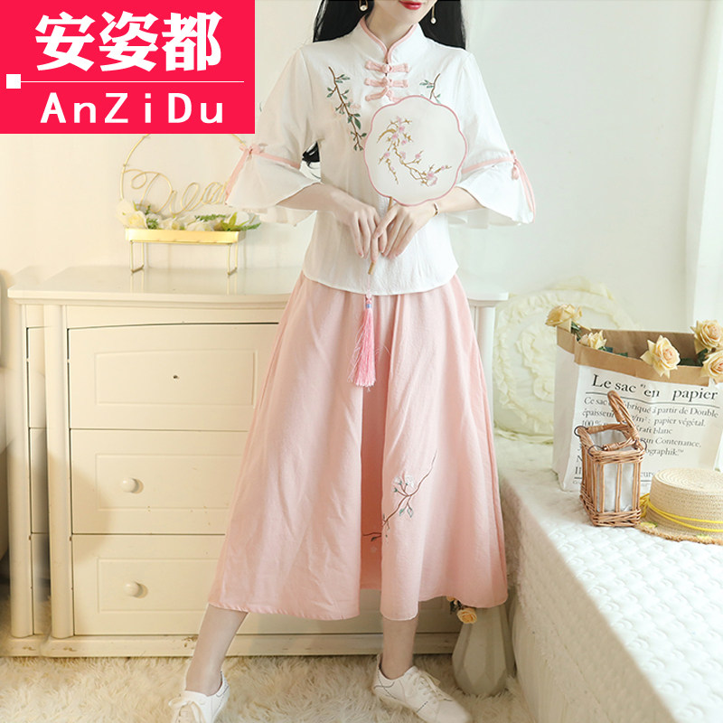 民国少女装唐装套装夏装两件套旗袍 安姿都上衣
