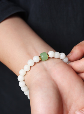 天然白玉菩提手链女款单圈手串