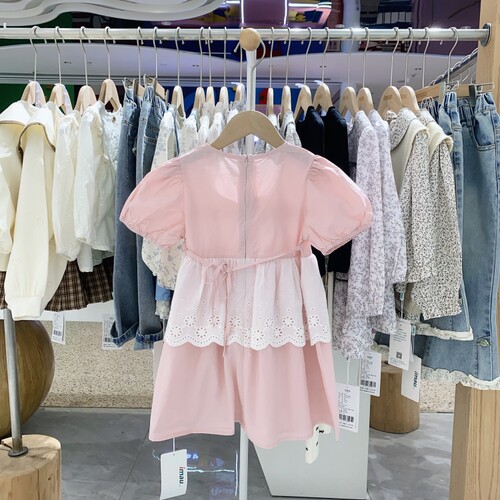 夏季新款imau奕玛正品童装女小童蕾丝儿童短袖连衣裙56SF471017 - 图0