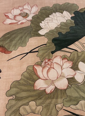 高清微喷画荷花缂丝轴特价优惠