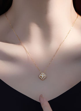 不掉色防过敏钛钢四叶草项链女