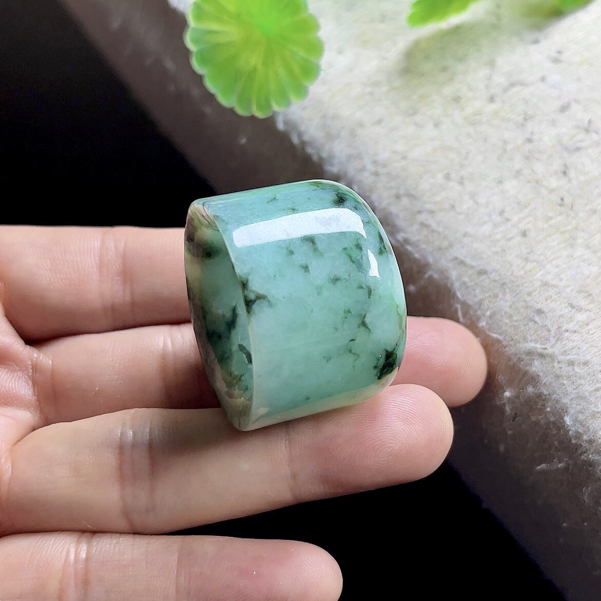 24mm floating flower jade ring for men, jade ring