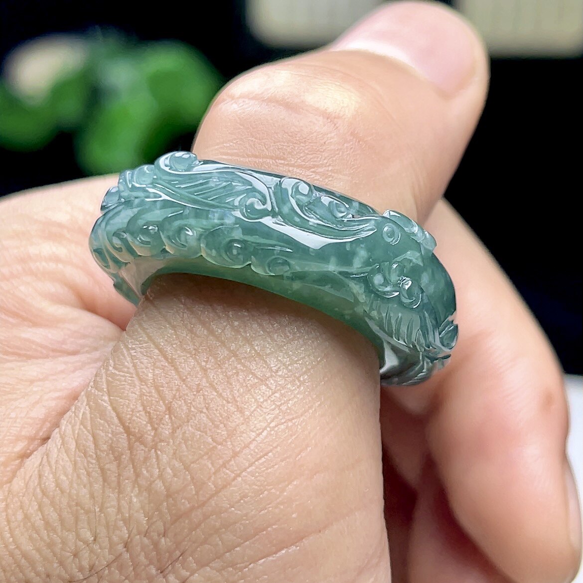 No. 23 Jade Ningshan Natural Jade Phoenix Ring
