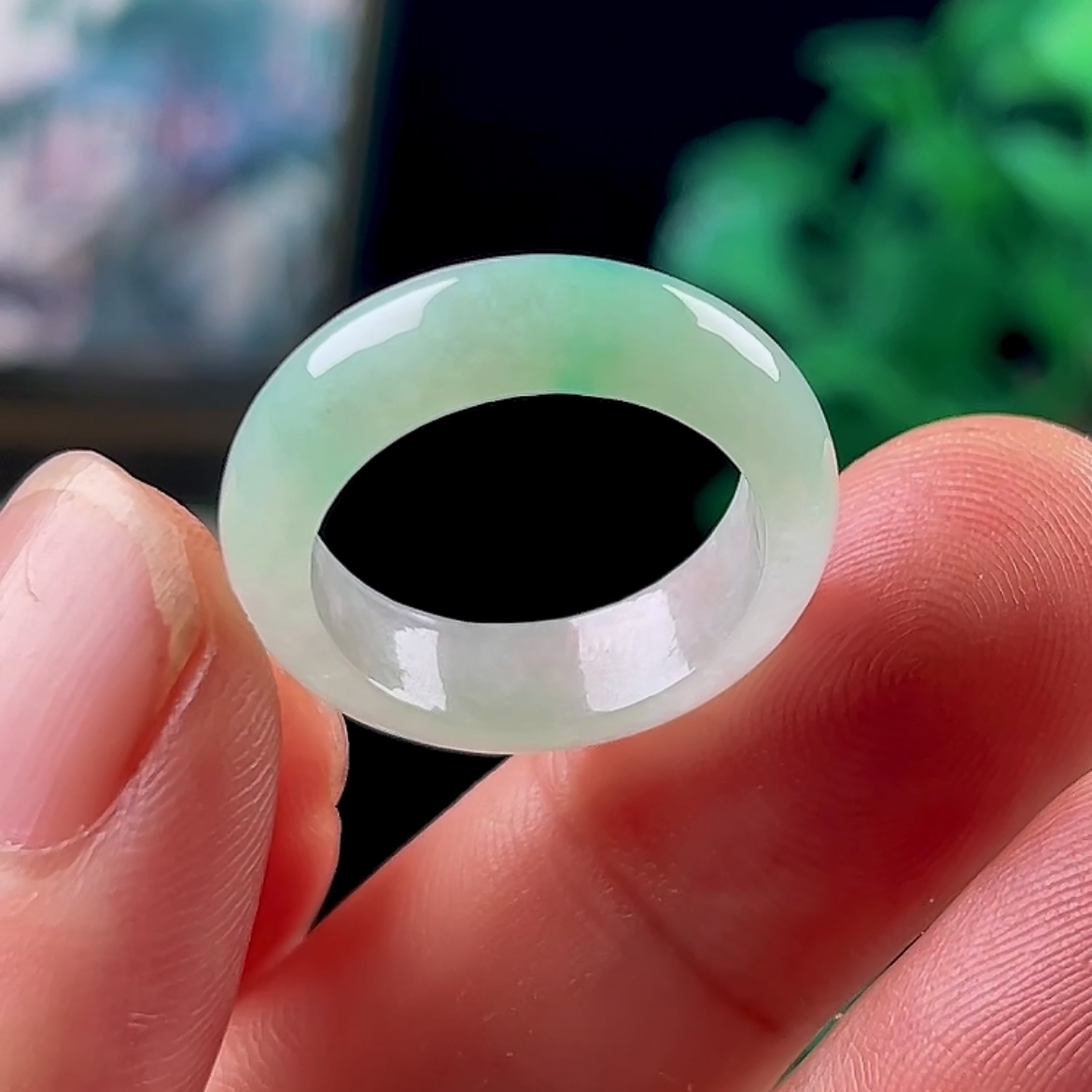 14号17mm天然翡翠A货戒指玉戒圈男女款缅甸玉石冰飘绿玉指环正品 - 图0
