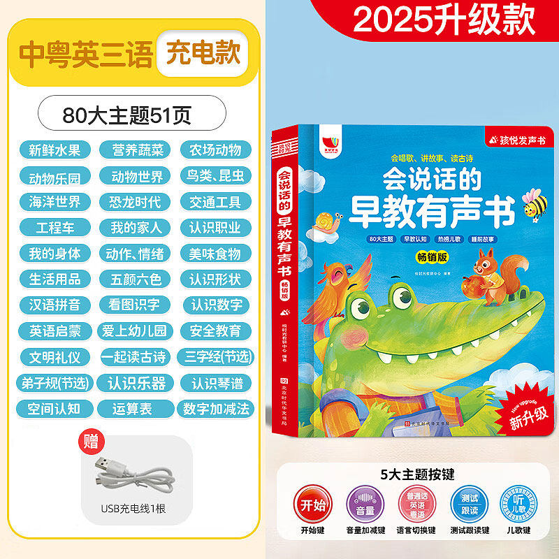 会说话的早教有声书点读发声书0-1一3到6岁婴幼儿童学习机2小孩儿歌童谣古诗睡前故事大全读物触摸绘本宝宝学说话启蒙认知益智玩具,淘宝优惠券,粉丝福利购,淘宝优惠卷
