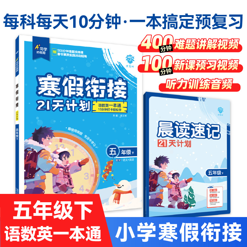 当当网 2025版理想树小学寒假衔接21天计划 一二三四五六年级语数英一本通人教假期归类复习同步预习练习册必刷题图书寒假作业