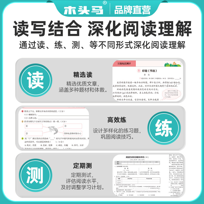 2026新版木头马小学语文阅读力测评下册上册一二三四五六年级阅读理解高效训练88篇一本阅读英语强化训练100篇阅读小卷
