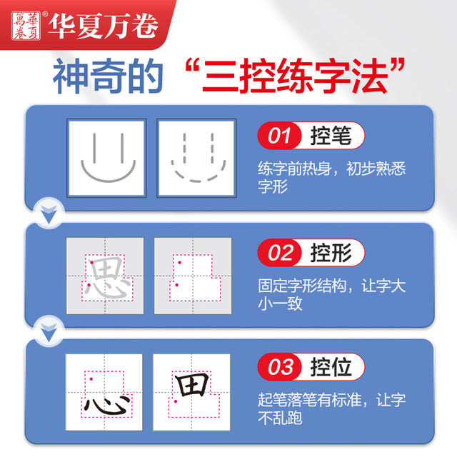 Huaxia Ten Thousand Volumes of Shape Control Training Copybook, Regular Letters and Formulas, and Pen Control Copybook. Adult Beginners’ Introductory Hard-pen Calligraphy Copybook. Student Boys and Girls Copybook for Copying and Tracing Red Handwriting, Regular Script, and Fountain Pen Copybook (Free Calligraphy Pen)