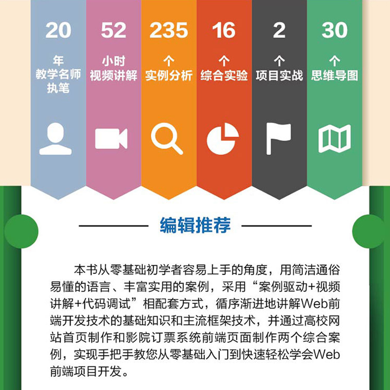 Web前端开发HTML5+CSS3+JavaScript+Vue.js+jQuery网页设计网页制作网站建设自学教材书籍-图0