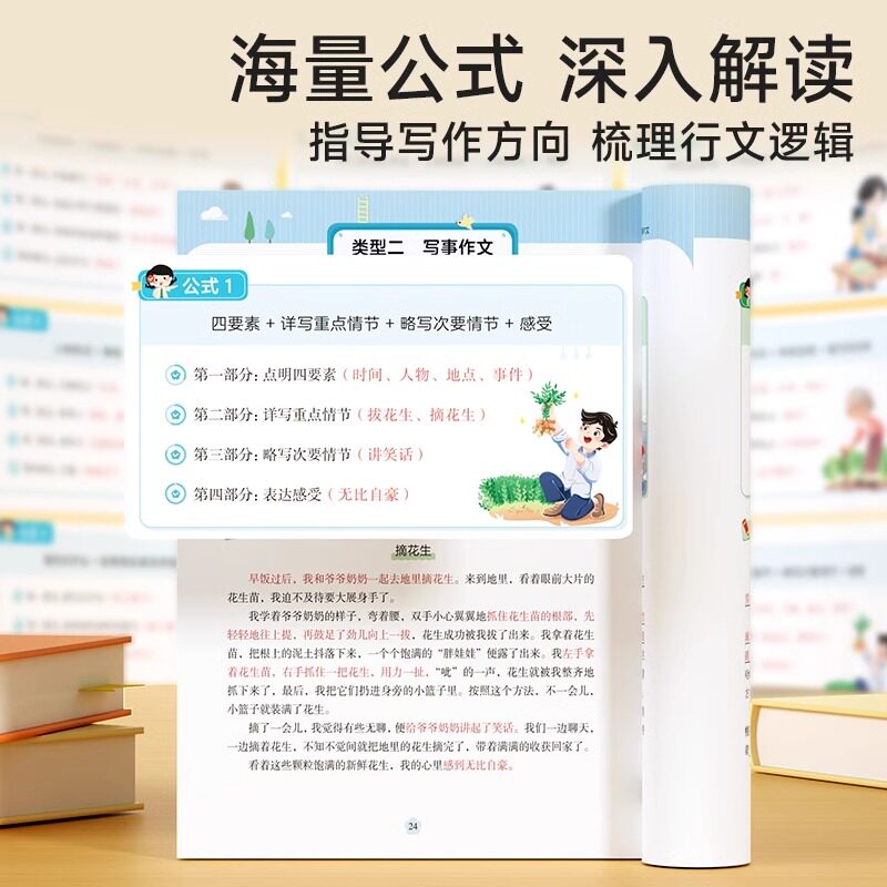 时光学】用公式写优秀作文小学生作文满分公式公式法训练1-6模板写作技巧训练素材人教版优美句子答题模板作文金句八百例800例