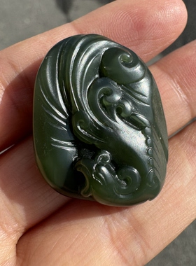 12.8克新疆和田玉碧籽凤坠独籽黑碧凤于九天女士挂件收藏