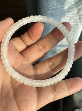 新疆和田玉羊脂白玉手串天泰矿润白无暇6mm直切片手链女士戴漂亮