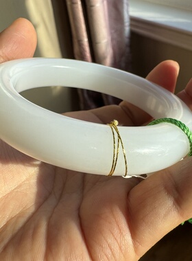 58圈新疆和田玉羊脂白玉手镯且末天泰高白油膏大厚装收藏镯毕业镯