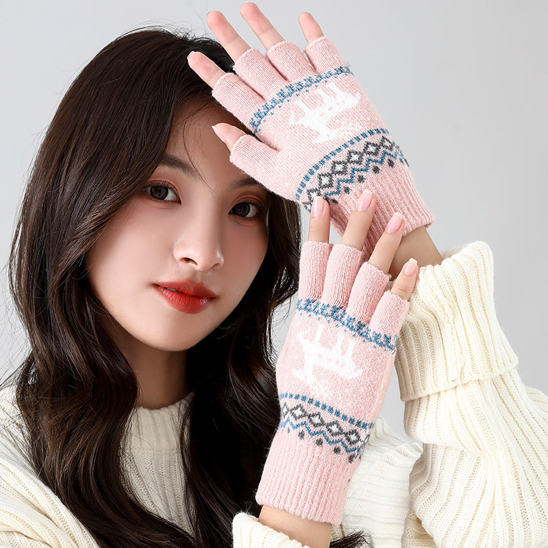 半指手套女冬天成人针织毛线保暖防寒秋冬季露手指触屏学生漏五指,淘宝优惠券,粉丝福利购,淘宝优惠卷
