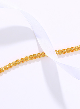 【金店同款】黄金色手链招财转运铜钱手链黄金素链新款送礼结婚