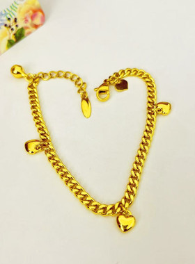 新款爱心手链女黄金色时尚轻奢