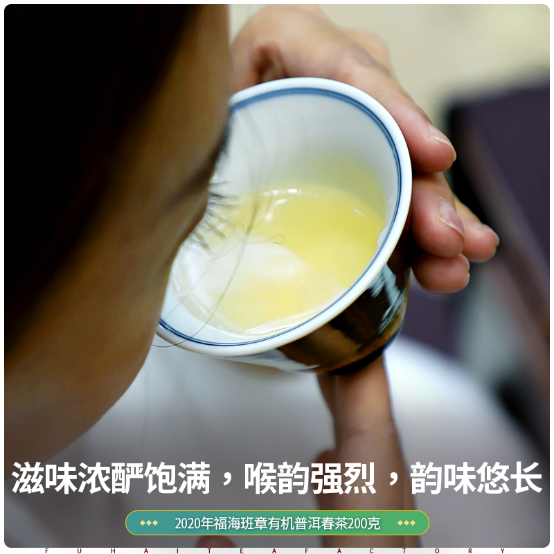 福海茶厂2020年班章有机茶200g礼盒装云南勐海大白菜普洱茶生茶 - 图1