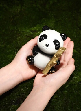 黄铜摆件熊猫办公室家居桌面高档创意装饰轻奢礼品礼物卡通工艺品