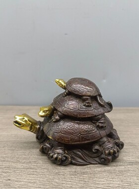 古玩批发三代龟摆件乌龟铜器摆件家居装饰品酒柜工艺品