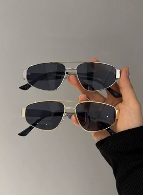 网红同款双梁金属太阳镜女时尚感防晒墨镜男潮流百搭太阳眼镜