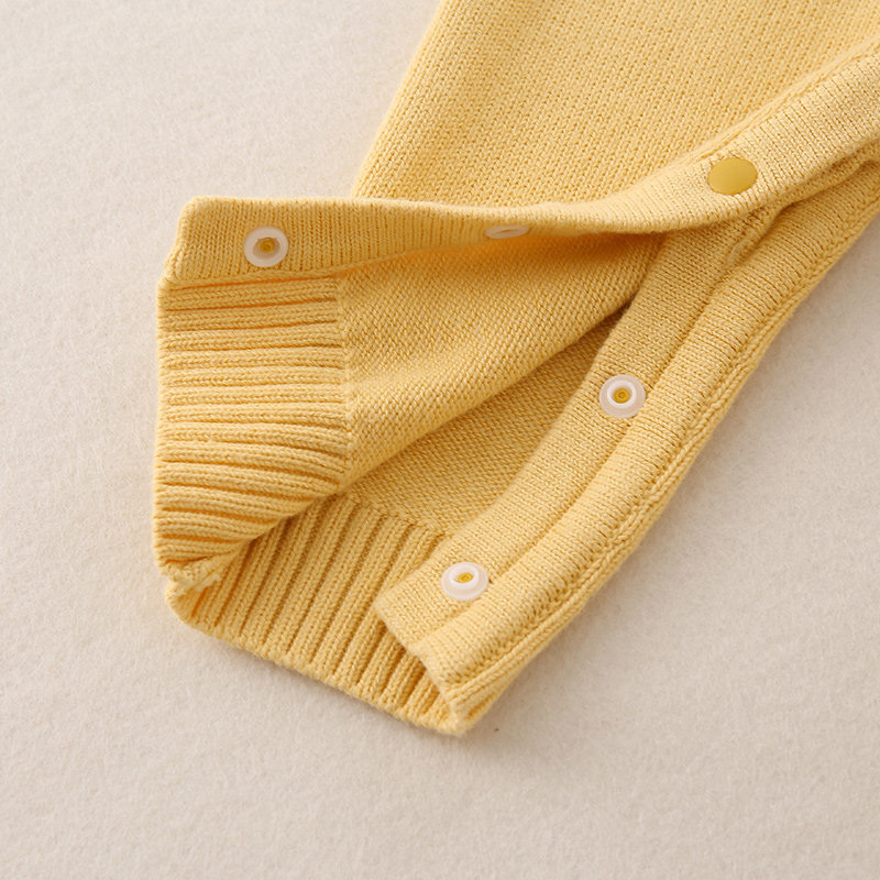 婴儿衣服秋冬连体毛衣女宝宝满月公主服黄色棉线爬服可爱潮流套装,淘宝优惠券,粉丝福利购,淘宝优惠卷