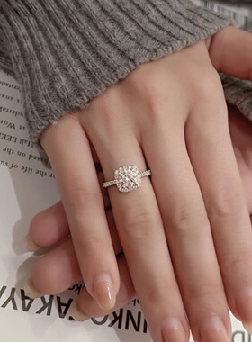 高端六爪仿真女简约时尚情侣款锆石对戒求婚结婚开口戒指