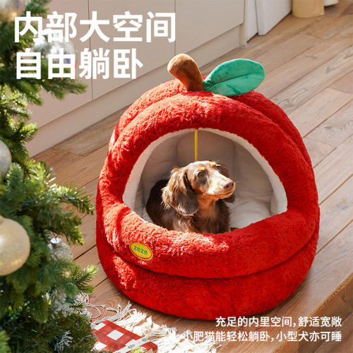 zeze猫窝四季通用苹果窝猫咪半封闭加厚蒙古包安全感冬天宠物床 - 图2