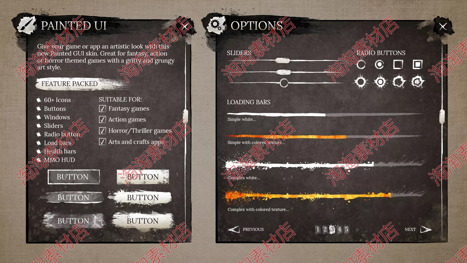 Unity3d Painted UI 1.0 手绘水墨风格界面素材包 - 图1