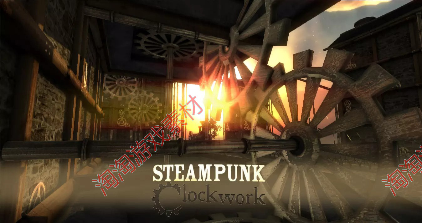 Unity Steampunk Clockwork 1.1 蒸汽朋克环境 码头路门火车篱笆 - 图1