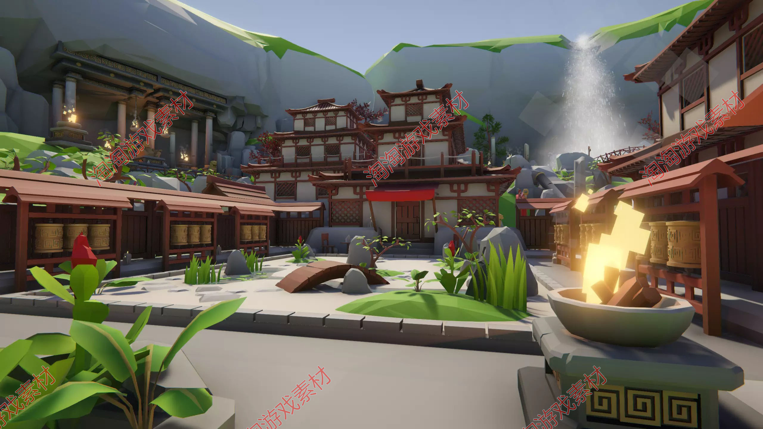 Unity Lowpoly Style Asia Environment 1.0卡通中国村庄建筑场景 - 图2