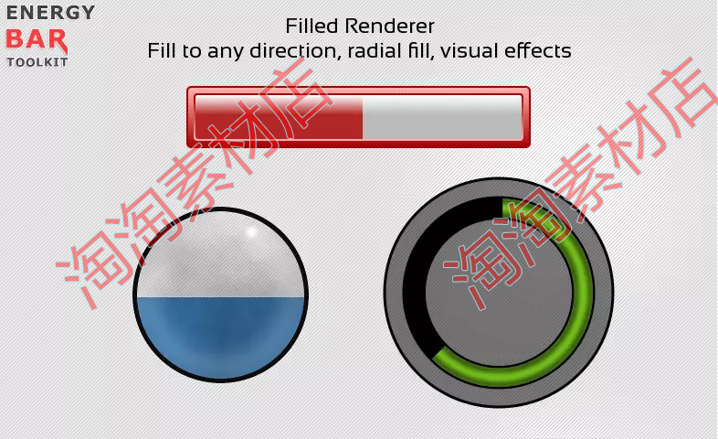 Unity3d Energy Bar Toolkit 4.0.3p1 能量进度条UI血条资源包 - 图0