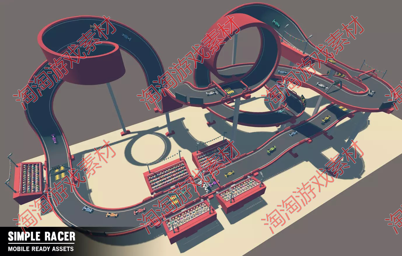 Unity3d Simple Racer- Cartoon Assets 1.3卡通赛车赛道模型-图1