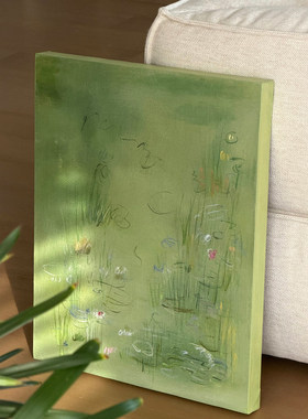 中古风绿色客厅装饰画轻法式艺术沙发背景适合大白墙的挂画玄关画