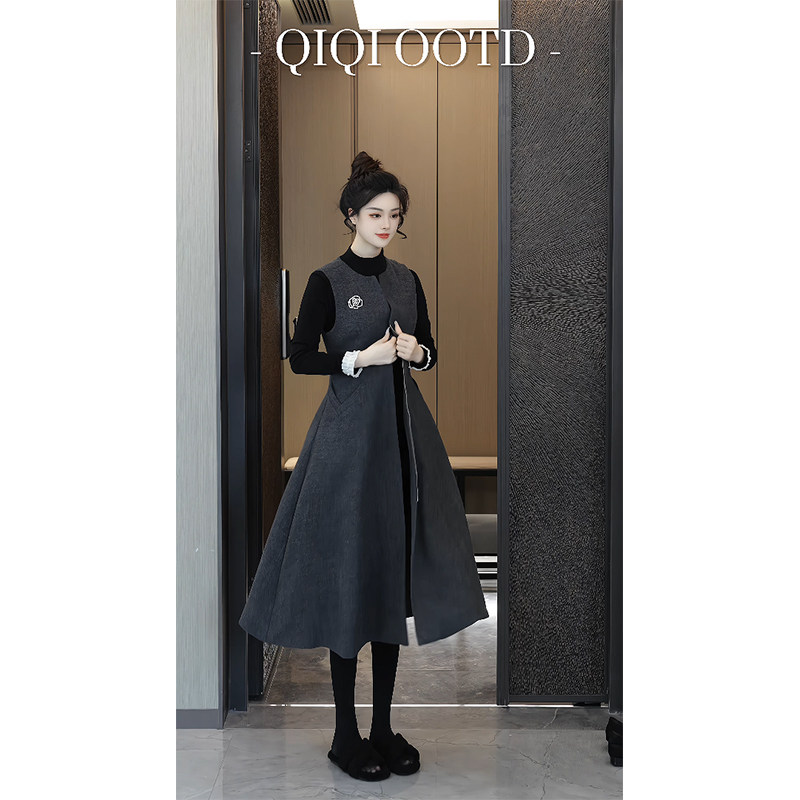 柒院家大码女装高级感毛呢背心连衣裙2025秋冬宽松遮肉减龄中长裙,淘宝优惠券,粉丝福利购,淘宝优惠卷