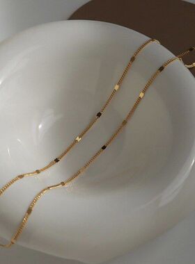 爆款S925纯银项链18K金色简约高级感吊坠小众链条设计ins毛衣链