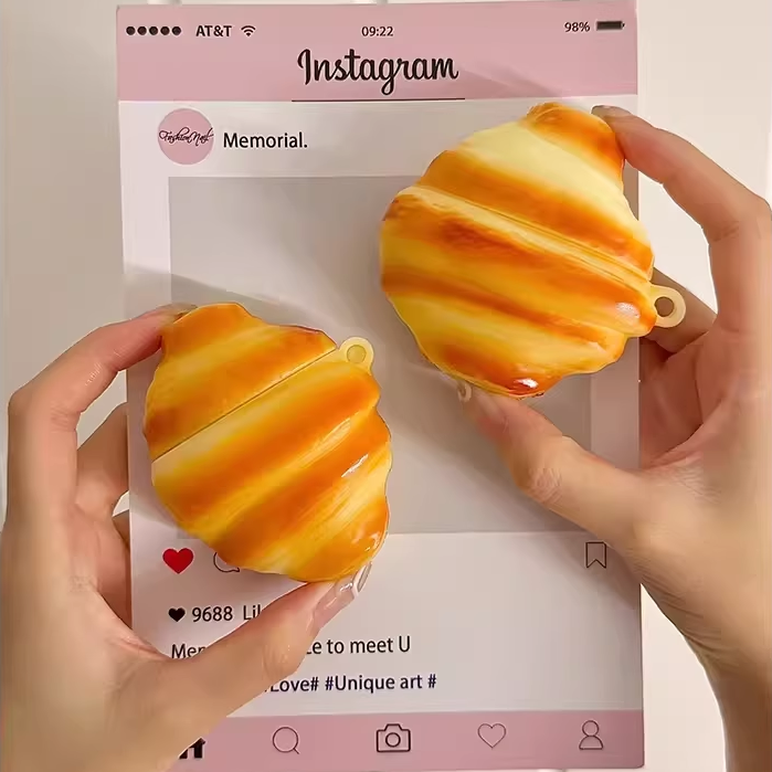 仿真牛角包适用vivoTWS4耳机壳vivotwsAir3Pro保护套iQOOtwsAir2小众防摔3e硅胶1i全包A4个性A3软盒 - 图3