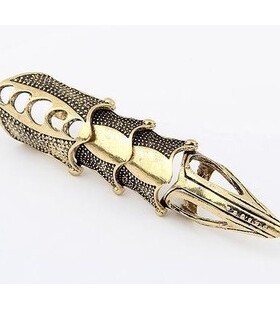 卓日 欧美复古朋克摇滚骷髅学生动漫关节戒 银色炫酷尖顶长款戒指