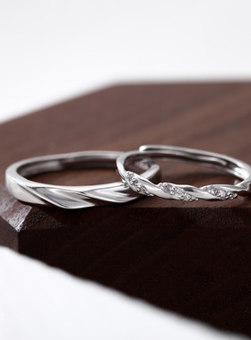 s999纯银足银莫比乌斯情侣戒指三生三世男女款一对开口对戒