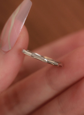 s999纯银足银不规则素圈戒指简约小众设计细圈指环日常百搭开口