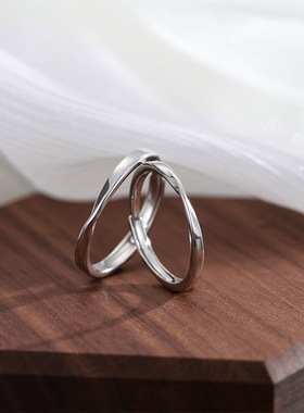 s999戒指纯银莫比乌斯环情侣一对小众时尚个性潮简约素圈对戒