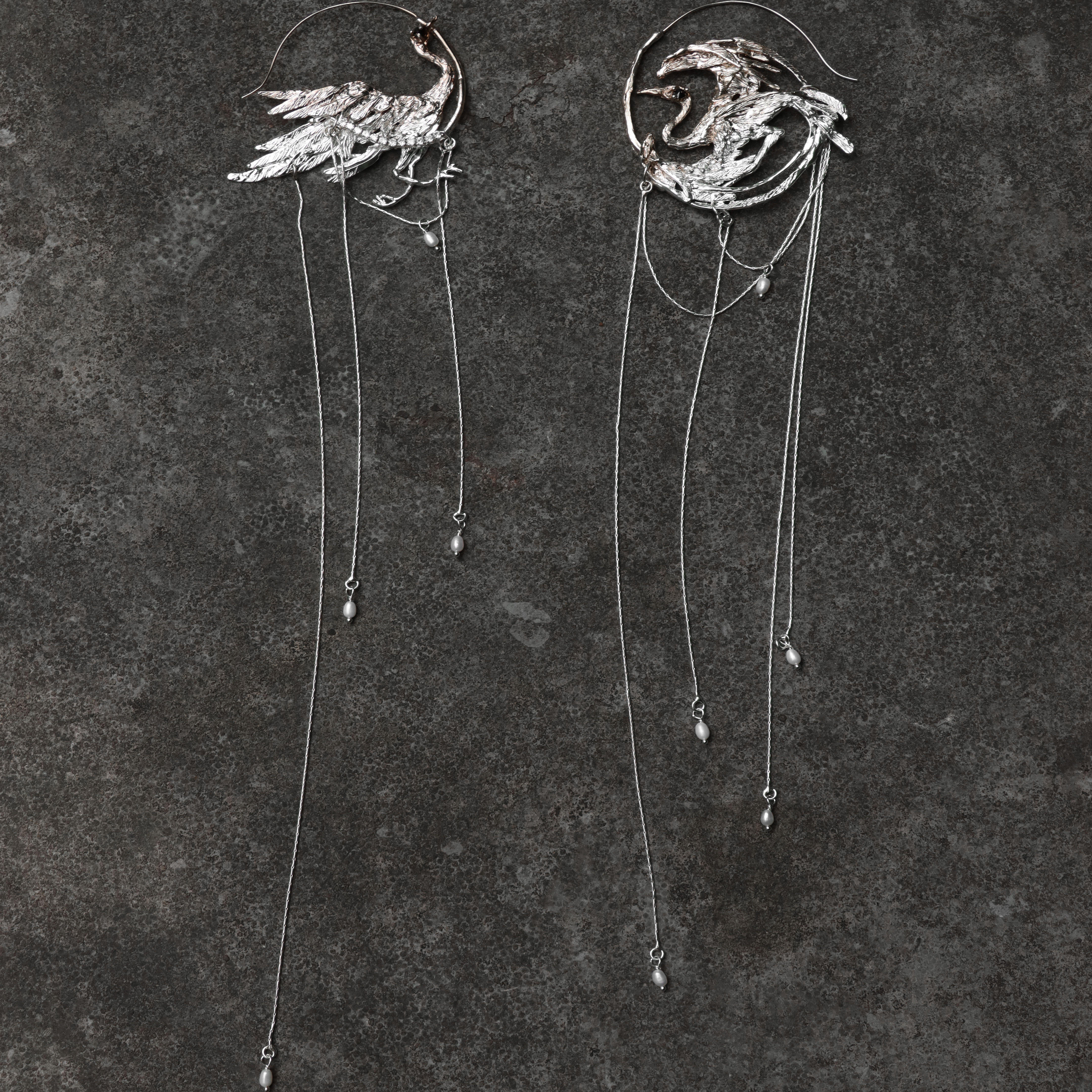 東黑三白/ 雀羽摇风珰 s930纯银原创设计步摇国风超长款小众耳环,淘宝优惠券,粉丝福利购,淘宝优惠卷