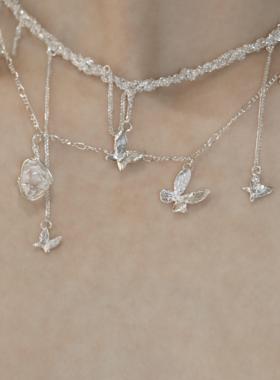 東黑三白/ 好多蝴蝶 s930纯银原创设计编织中式步摇流苏项链礼物