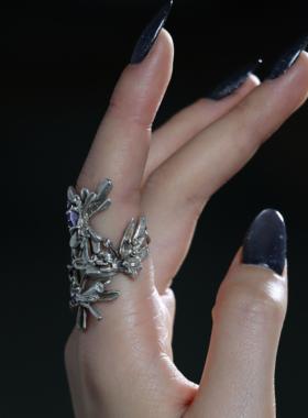 東黑三白/ 冰凝盛花 s930纯银原创设计感冷淡风开口女戒指礼物