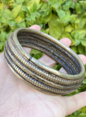 〓真正老〓清代纯黄铜天铁老铜藏文化藏族手工手镯 个性手镯