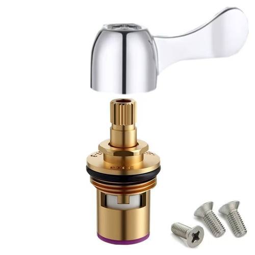 通用型水龙头阀芯全铜4分快开水龙头芯子三角阀单冷热水陶瓷配件 - 图3