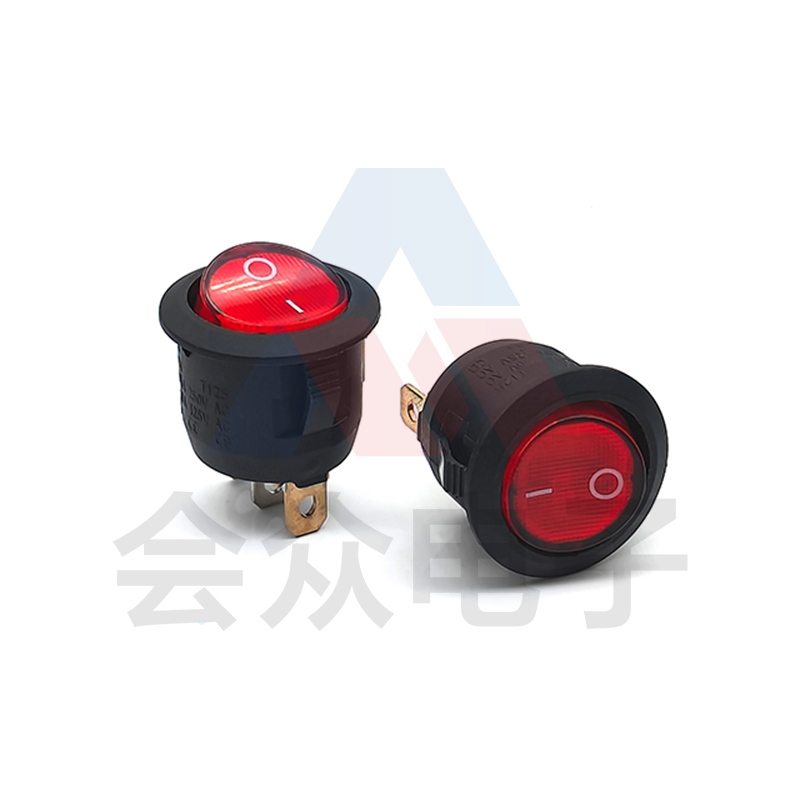 KCD1全圆透明红盖带灯2档3脚铜脚船型开关6/10A船形翘板电源250V - 图1