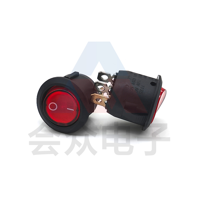 KCD1全圆透明红盖带灯2档3脚铜脚船型开关6/10A船形翘板电源250V - 图3