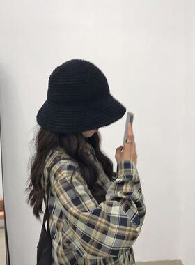 大头围女同款红色渔夫帽圆顶帽子